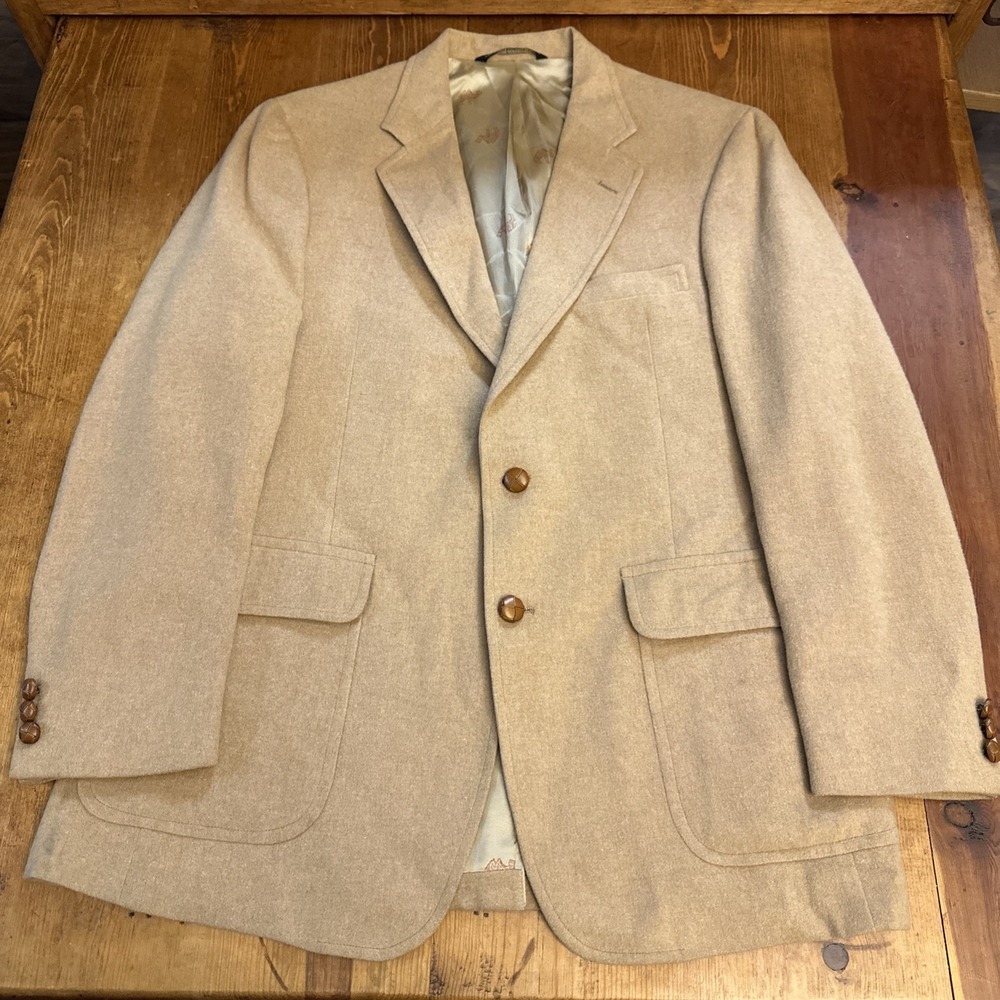 Jos A Bank Mens 100% Camel Hair Blazer Sport Coat Jacket Tan‎ USA Made Vintage